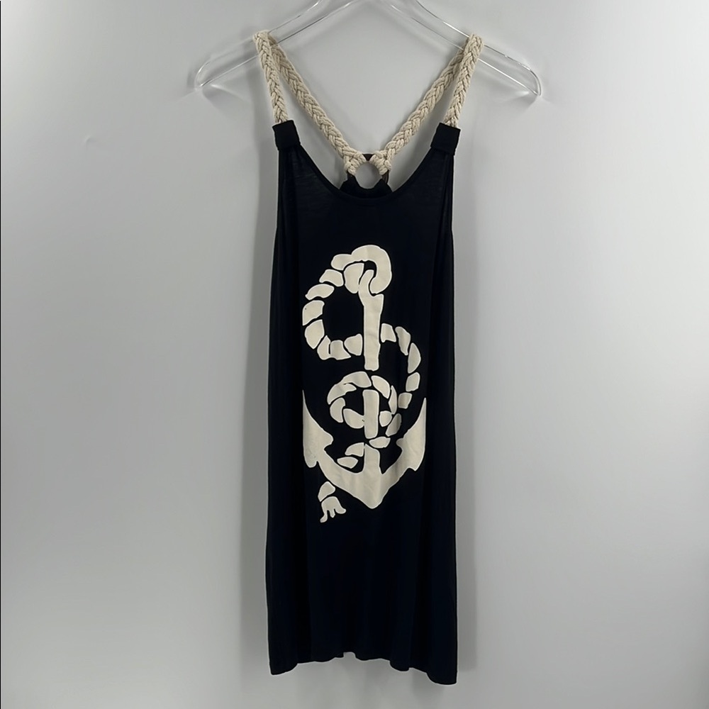 NWT Stella Cruz Nautical Black White Dress Sailor Boating Halter Rope XSmall